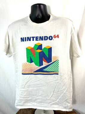 Nintendo 64 Logo Graphic T Shirt White Men’s Large N64 Gaming Nintendo